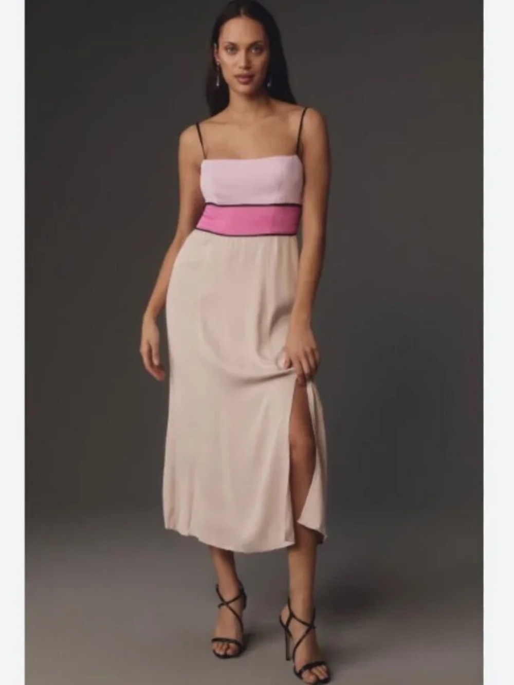 Maeve Colorblock Slip Midi Dress